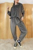 Binky Leopard Soft Stretch Velour Hoodie Lounge Suit Shadow